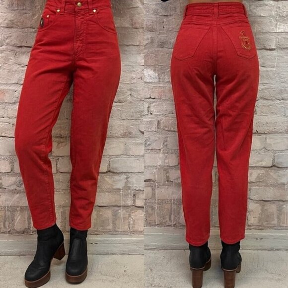 Number One Trussardi Vintage Bright Red Jeans - Picture 1 of 8